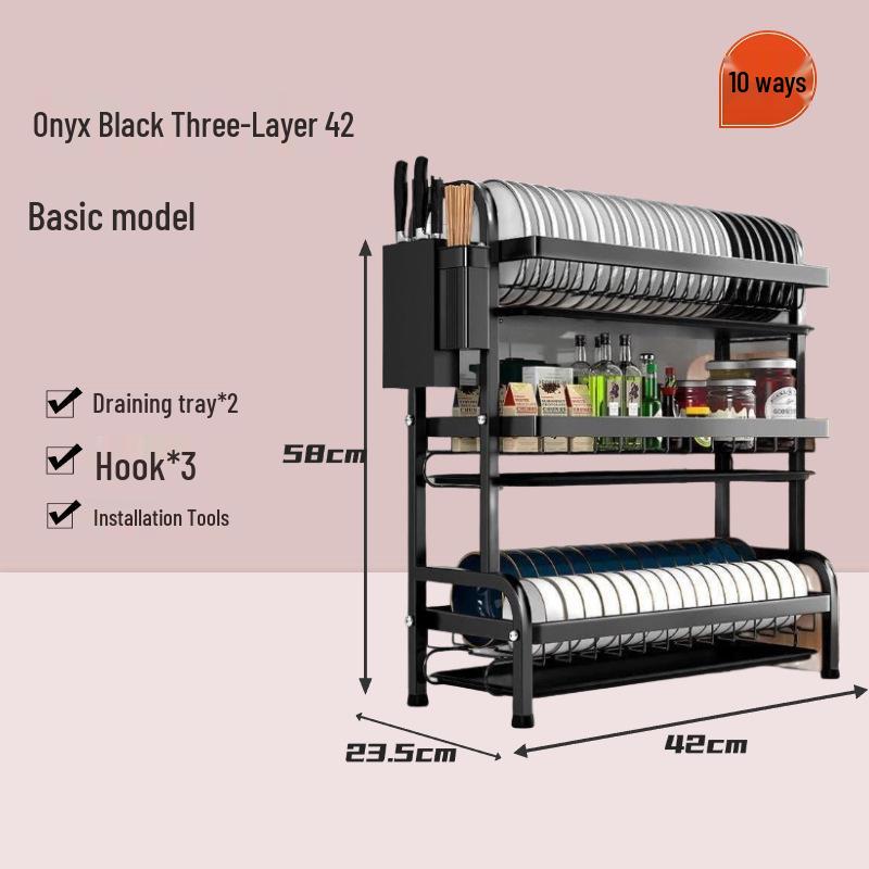 Carbon Steel Multi-Layer Kitchen Organizer Dish Drainer Rack