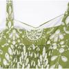 Printed Hollow Out Sling Women Dress Elegant Green Sleeveless Backless High Waist Dresses Female Summer Lady Beach Robe