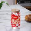 Kawaii Strawberry Plastic Cup With Lid And Straw Drinking Cup Iced Hot Coffee Glasses Cute Tumbler Cup for Kitchenware Juice Cup