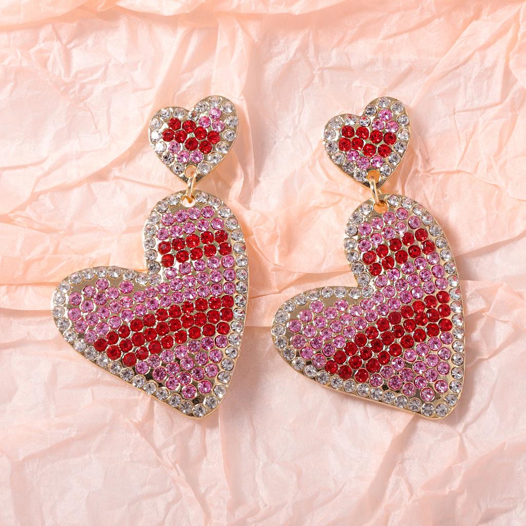 Fashion, Romantic Valentine's Day Temperament, Women's Love Full of Diamond Earrings, Personality, Niche Models