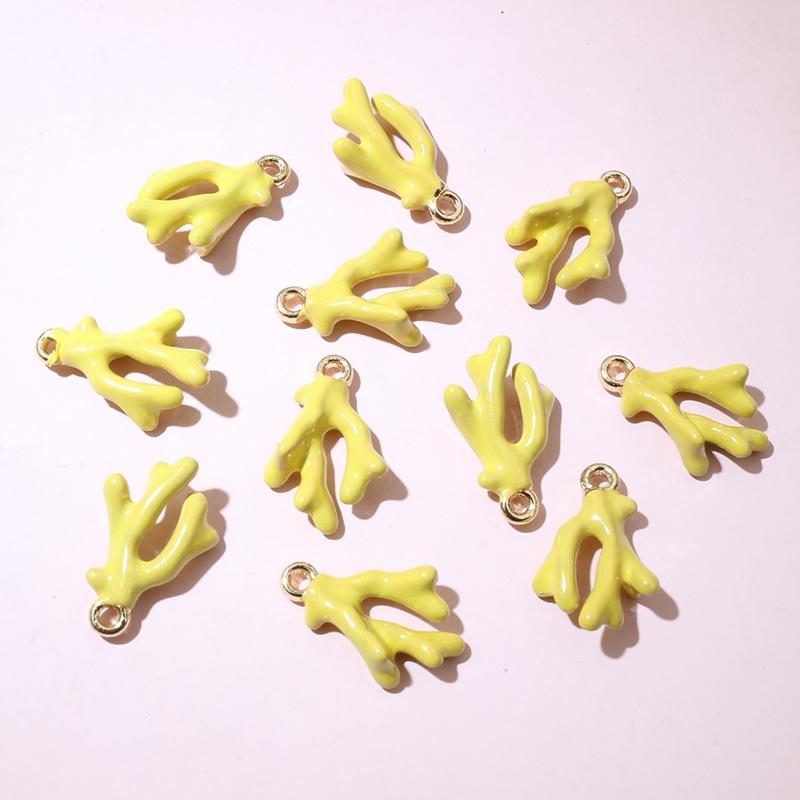 20pcs 16x10x5mm 3D Enamel Coral Charms Pendant Alloy Metal DIY Jewelry Making Accessories for Bracelet Earrings Necklace