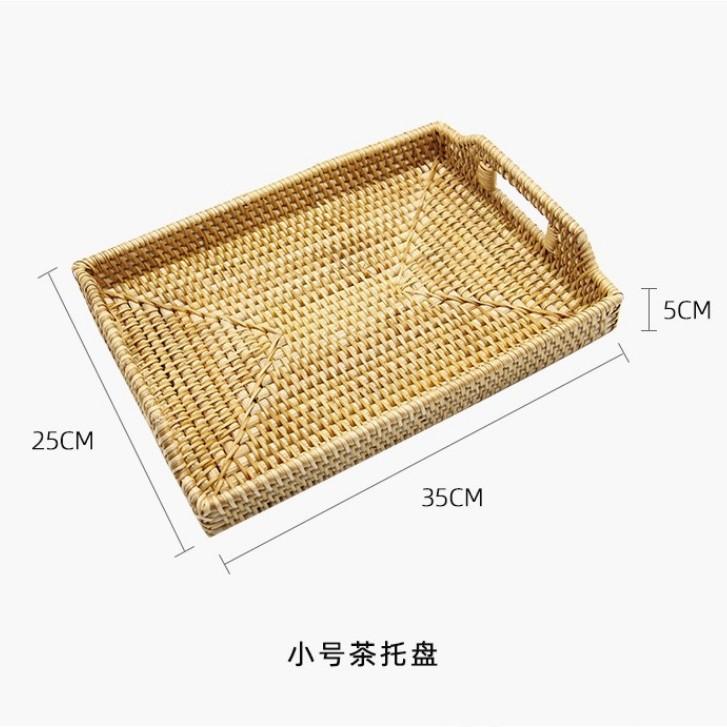 Natural Rattan Storage Baskets Multi-size Plate Tray for Bread Snacks Fruits Picnic Sundries Box Home Desk Decoration