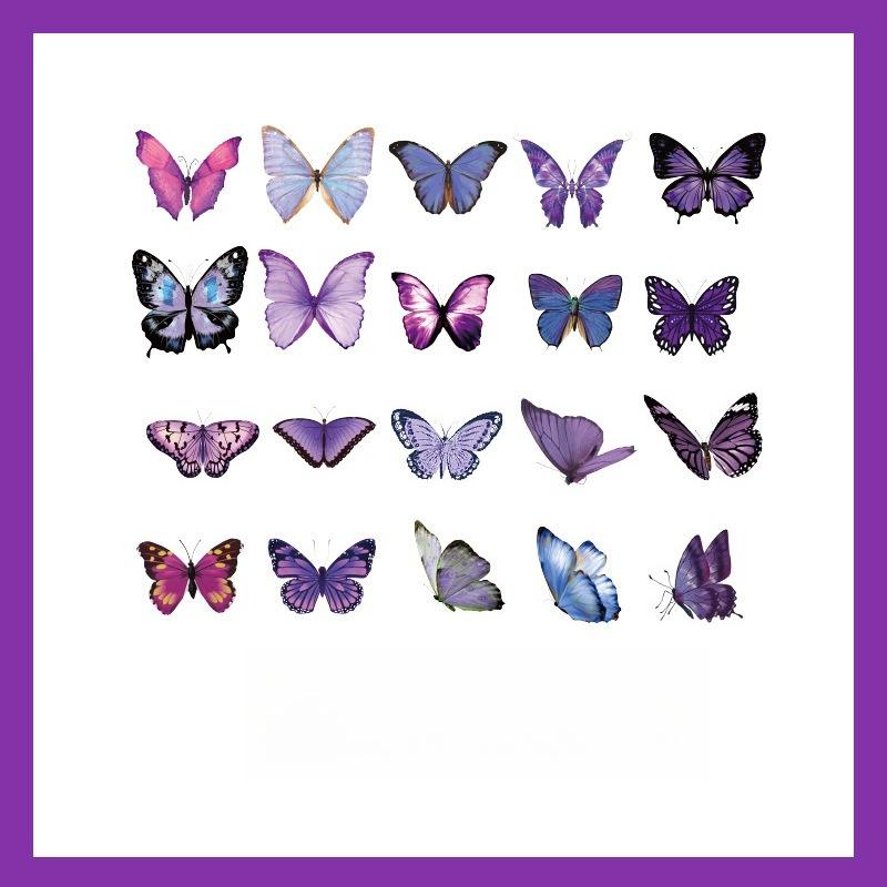 1SET/40PCS PET butterfly sticker DIY hand tent Goo card decorative material children's cartoon water cup sticker hand tent landscaping sticker
