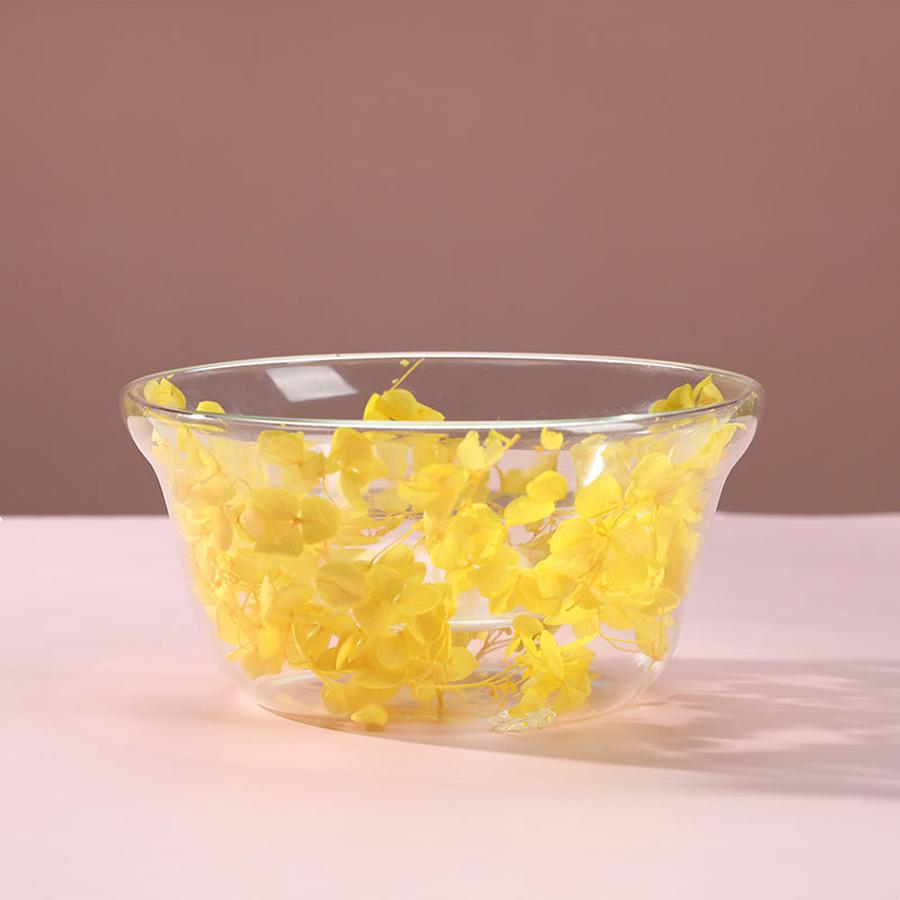 Double-layered Glass Salad Bowl with Dried Flowers