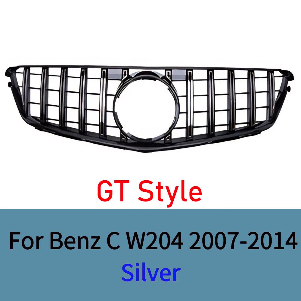 Für Mercedes C-Klasse W204 C43 2007-2014 Frontstoßstangengitter Mesh Glanzschwarz ABS Ersatz Sportliches Upgrade Tuning Zubehör