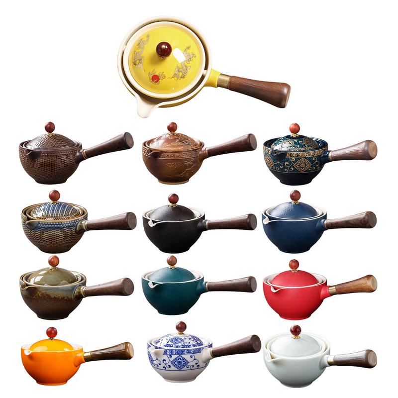 360 Rotation Tea Maker and Infuser Ceramic Tea Cup for Puer Porcelain Chinese Gongfu Tea Cup Flowers Exquisite Shape