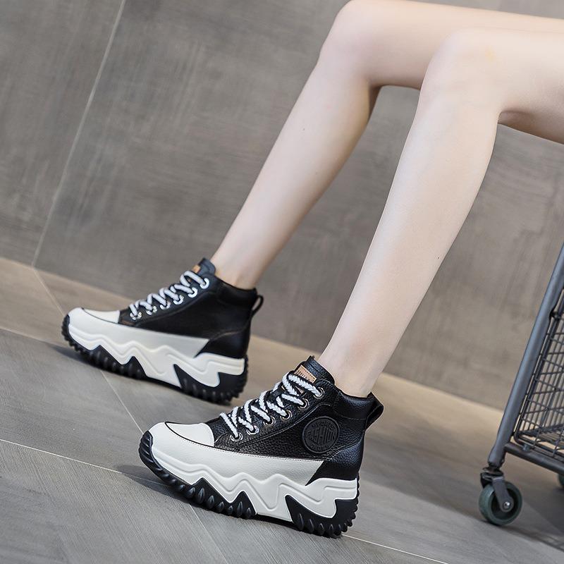 Women's shoes new spring, summer, autumn and winter shoes versatile thick-soled mesh breathable high-top white shoes women's tide