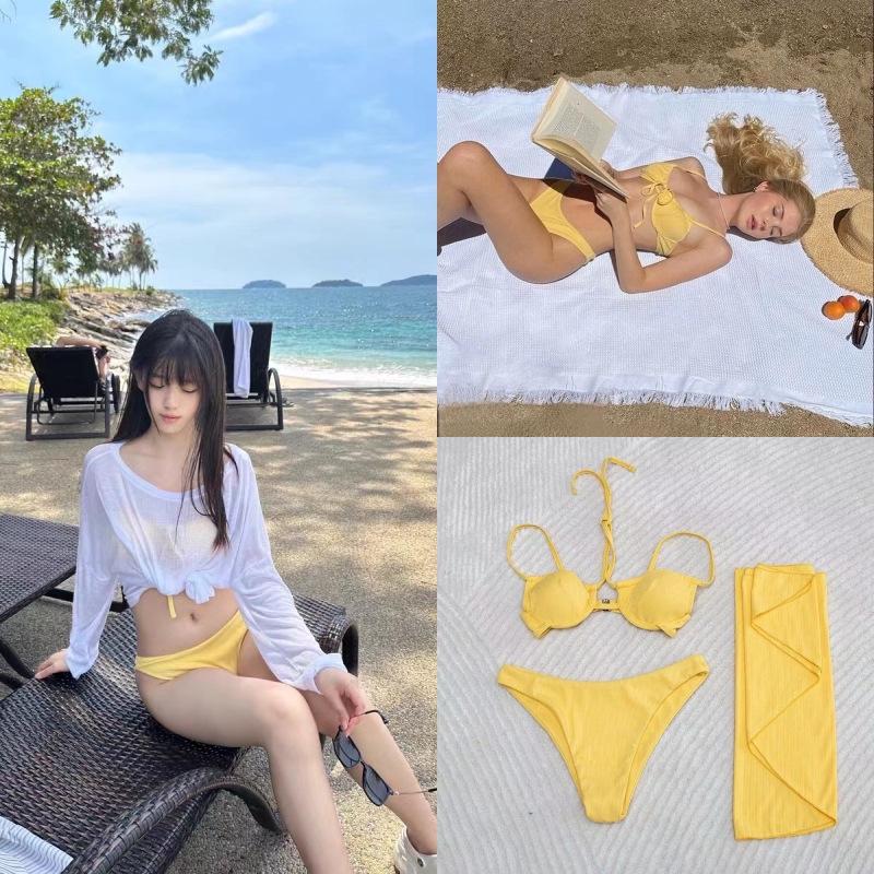 

Korean Fashion Long Sleeve Sun Protection Bikini Set for Women Small