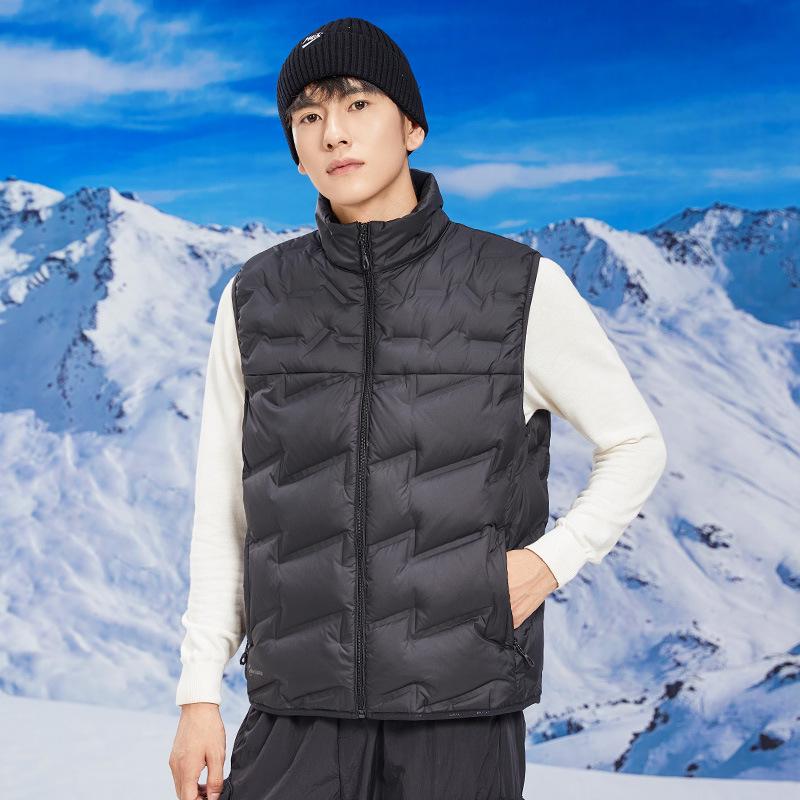 Unisex Color-Block Down Vest: Lightweight, Warm, Windproof Winter Jacket with Stand Collar