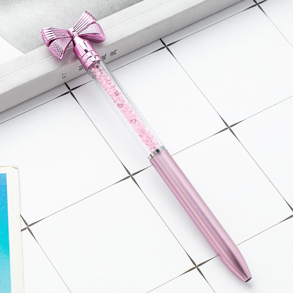 5Pcs Bow Ballpoint Pen Crystal Bead Signing Pen Twist Action Signature Pen 1.0MM Tip Write Smoohtly Business Gift Pen