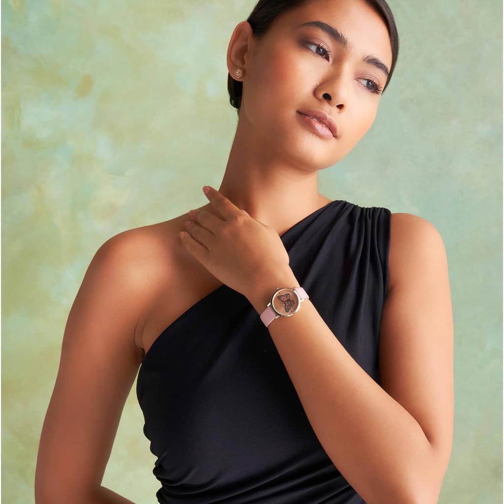 Authorized Dealer Olivia Burton Watch Ladies Ob24000126 Signature 28mm Butterfly Ultra Slim Rose Gold Mellow Rose Leather Strap Watch [OLIVIA BURTON]