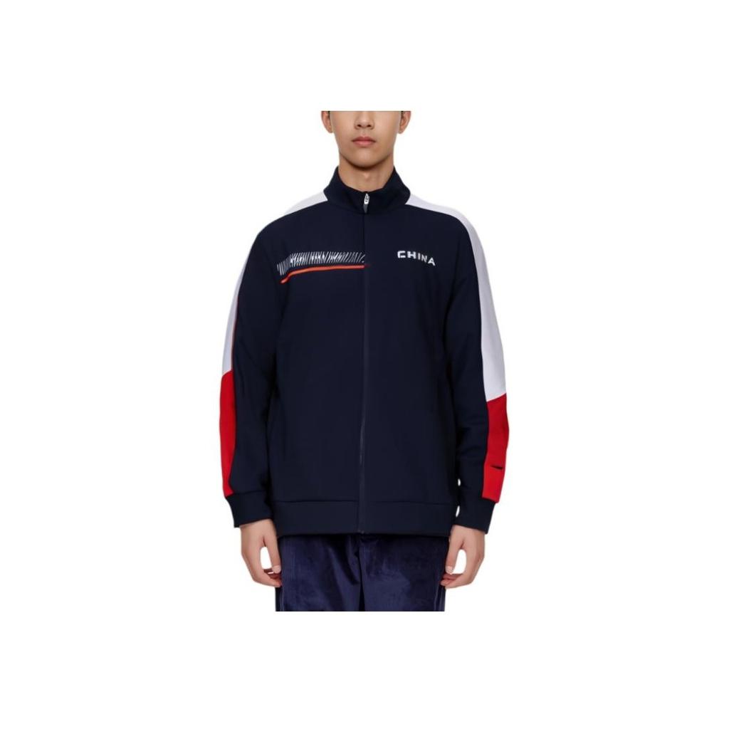 Anta Training Series Letter Stand Collar Zipper Long Sleeve Jacket Men jackets Midnight-Blue 152437702-3