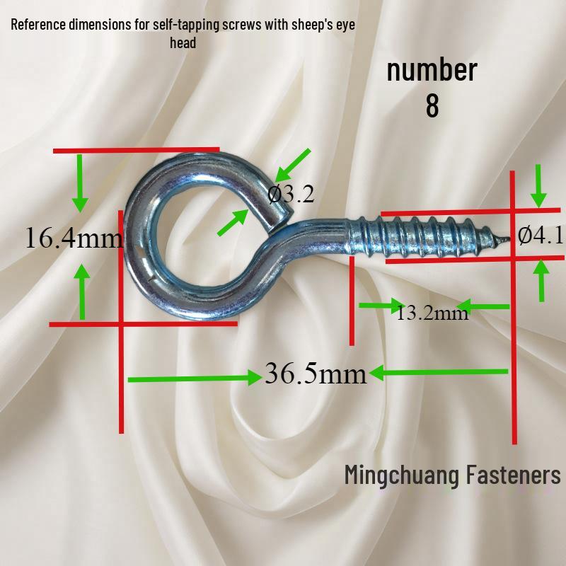 Blue & White Zinc-Plated Hardware Pendant with Eye Screws - Self-Tapping, Pointed Head, Wood Grain Wind Hook for Lamps, New Chinese Style.