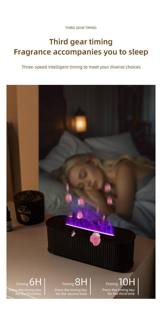 Silent Flame USB Humidifier & Aroma Diffuser with Colorful Night Light