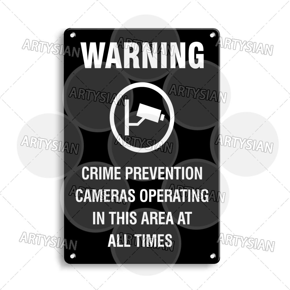 CCTV Surveillance Metal Sign Shop Security Plaque Camera Monitoring Shoplifting Warning Crime Deterren Safety Alert 24-Hour