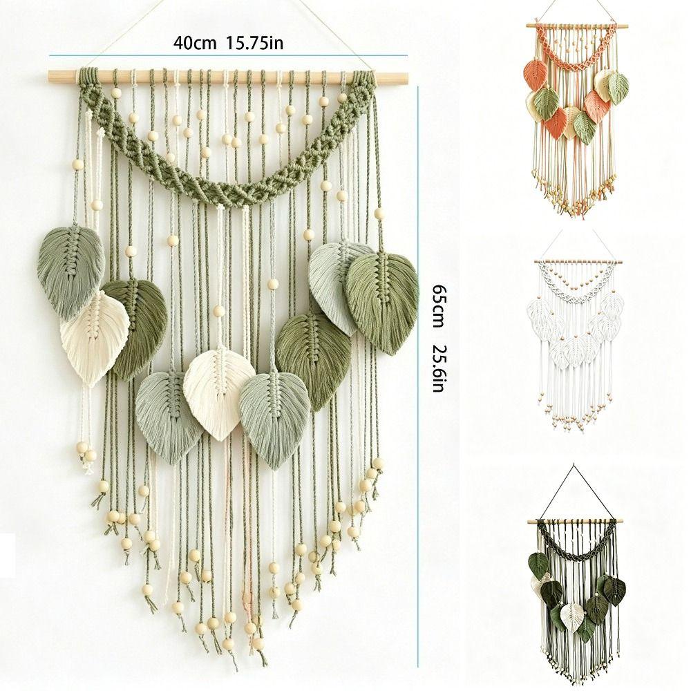Handmade Woven Macrame Wall Hanging Cotton Rope Boho Wall Decor New Leaf Wall Decor Wall Ornament