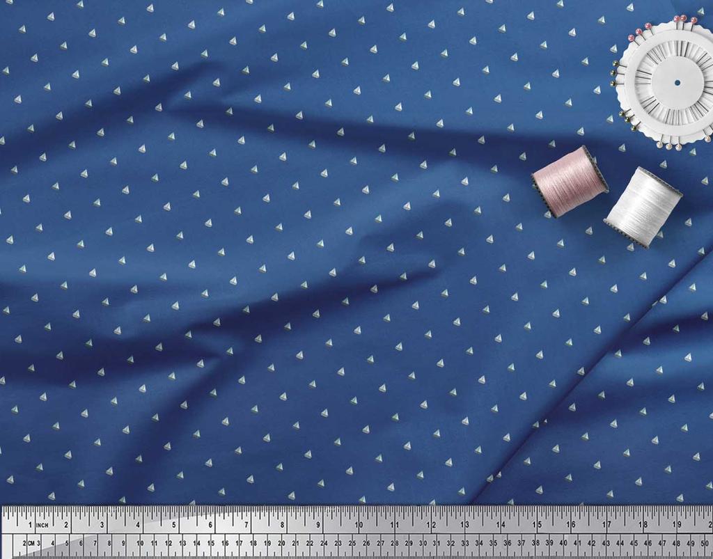 Soimoi Japan Crepe Satin Fabric Sailboat Shirting Fabric Prints By metre 42 Inch