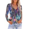 Women's Casual V-Neck Gradient Print Loose T-Shirt Pullover Long Sleeve