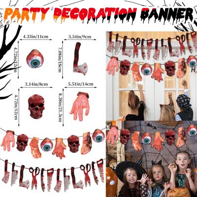 Banner de Decoração de Festa de Horror de Halloween Layout de Shopping Center de Casa Assombrada Bandeirola