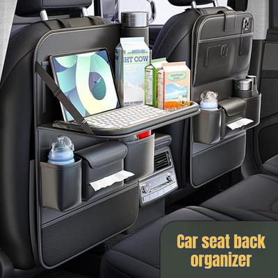 1Pcs 2026 New Car Seat Back Organizer Storage Bag Foldable Tray Tablet Holder Tissue Box for Auto Back Seat Travel Accessories