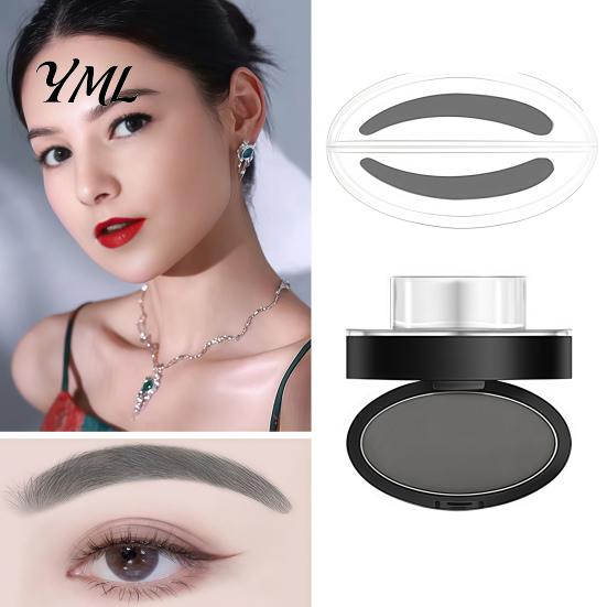 Beginners Eyebrow Stencils Stamp & Brow Powder, Waterproof Long Lasting Power Seal Defining with Mirror, Eye Makeup Tools for Women Professional