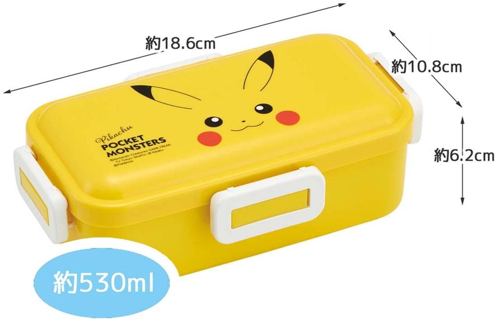 Skater Bento Single for Made In with a Lock for Dishwasher and Microwave Pikachu Box, 530ml, Tier, Women, Japan, 4-Point Leak-Resistant Storage, Safe,