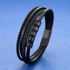 2026 Black Leather Woven Bracelet Men's Multi-layer Beaded Bracelet Men's Gift