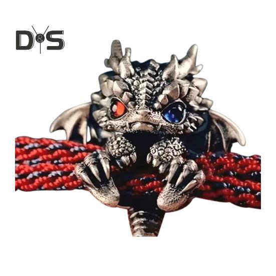 

Браслет с драконом, витая веревка, ретро-китайский стиль, полированный сплав, легкий хип-хоп аксессуар на запястье, браслет унисекс, ювелирные изделия красный/синий