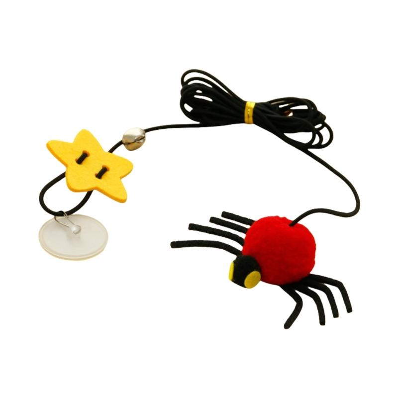 Swinging Hanging Elasticity Rope Playing Stick Bells Spiders Durability Cats Plaything for Indoor Cats