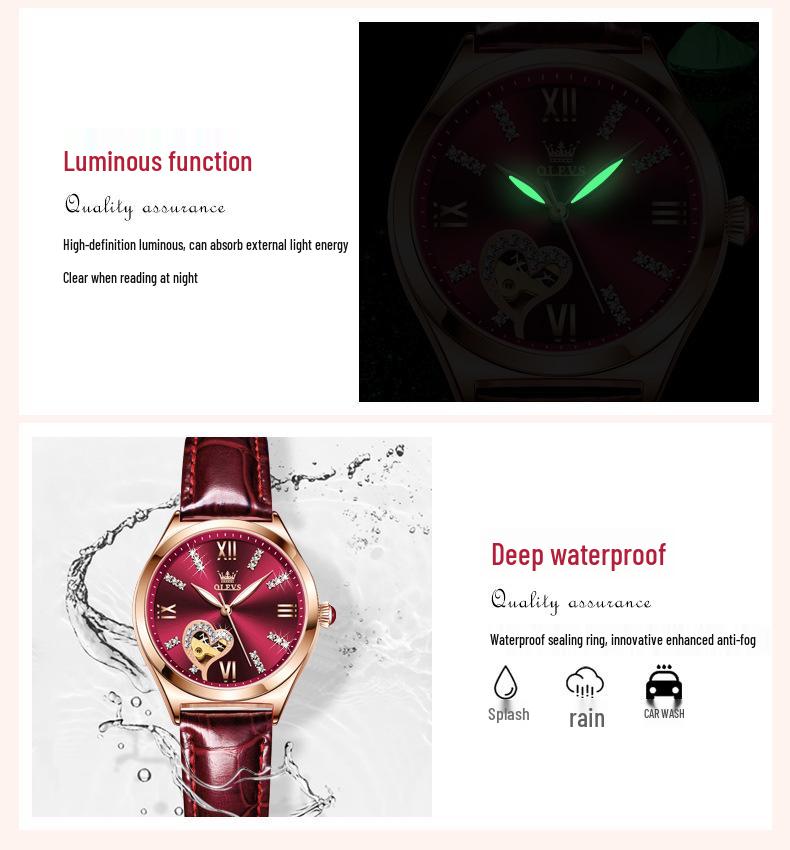 Oulishi Women's Automatic Waterproof Luminous Watch