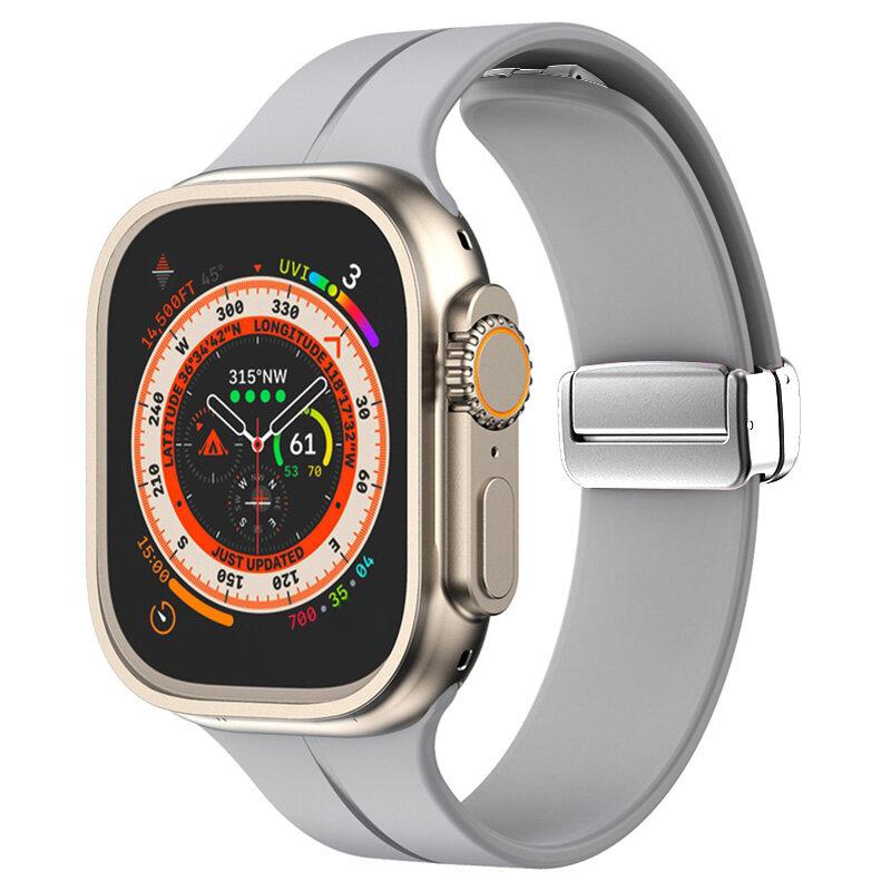 Magnetic Strap For Apple watch ultra band 49mm 45 mm Silicone Bracelet iWatch Series 7 8 se 6 5 3 44mm 45mm 40mm 41mm 42mm 38mm