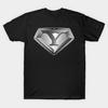 Asian Size Men Black Print T-shirt Super Sleek Style Y Symbol No-Cut Heat Transfer Print Cotton Tshirt