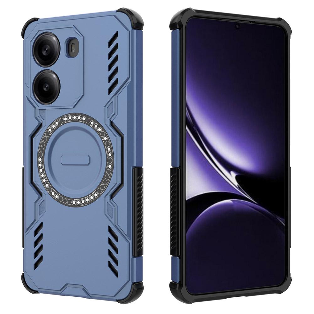 

For Xiaomi Poco X7 Pro 5G/Redmi Turbo 4 5G Magnetic Case Butterfly Armor Hollow Heat Dissipation PC+TPU Phone Cover Blue