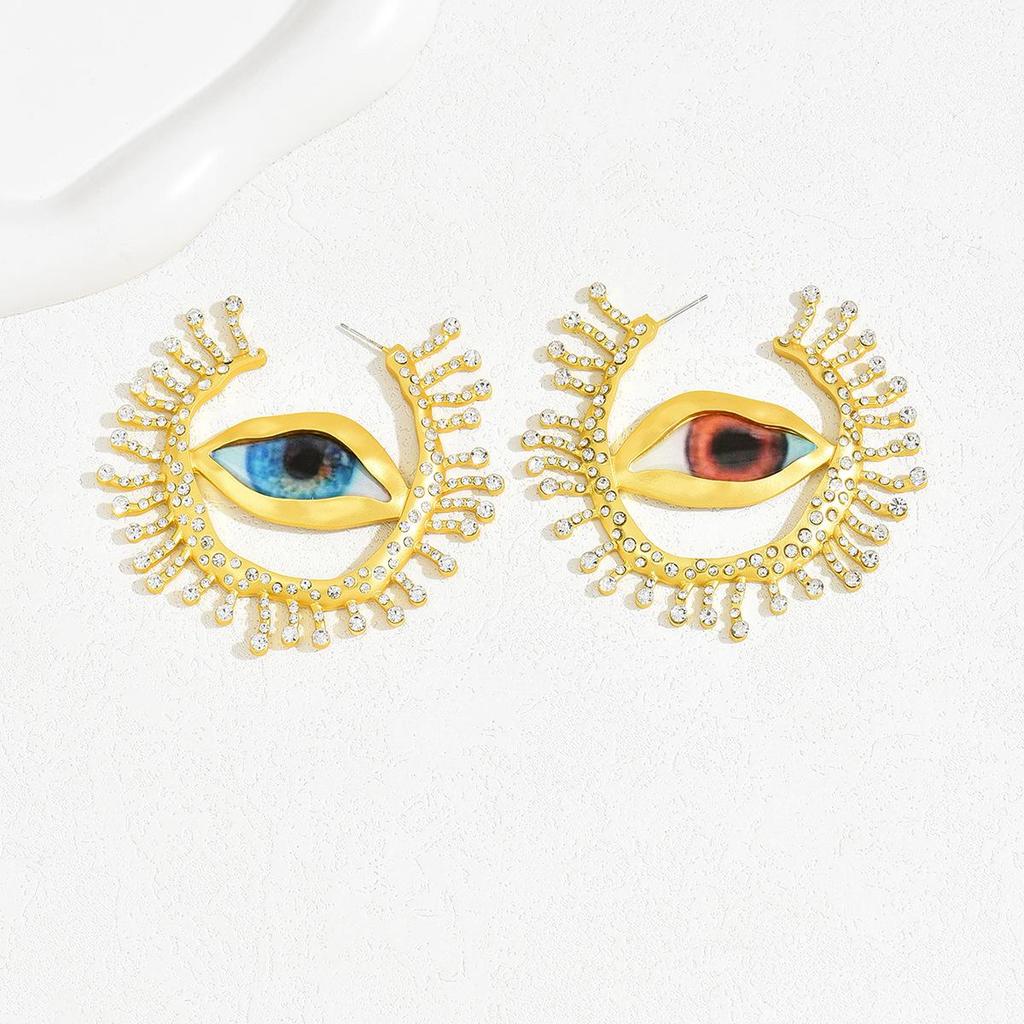 Exaggerated Alloy Diamond Women's Sun Devil Eye Earrings