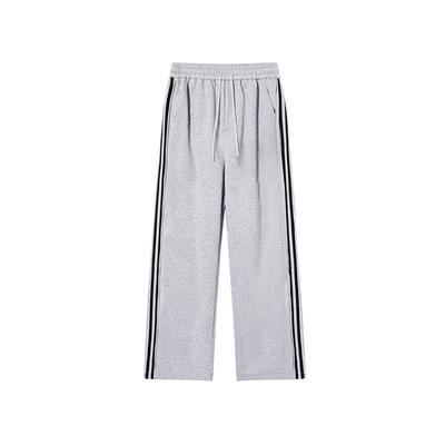 Retro Three-bar Sweatpants for Autumn and Winter, Wide-leg, Loose, Large-sized Men's and Women's Drawstring Casual Trousers