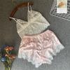Women's Lace Pajama Set Export Sexy Elegant Pullover Lace Sleeveless Lace Suspenders Pajamas