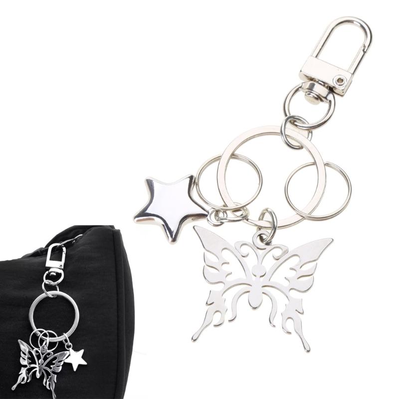 Butterfly Star Keychain Delicate Butterfly Bag Charm Fashionable Key Chain Alloy Material Gift for Stylish Individuals