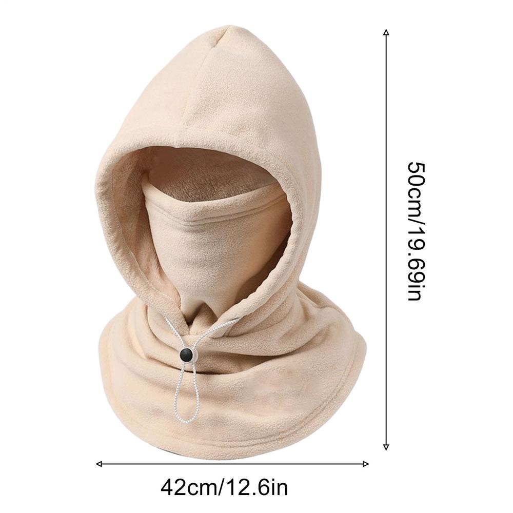 Winter Hat With Face Cover Warm Windproof Breathable Adjustable Drawstring Headwear Winter Hood Hat For Cold Weather Cycling