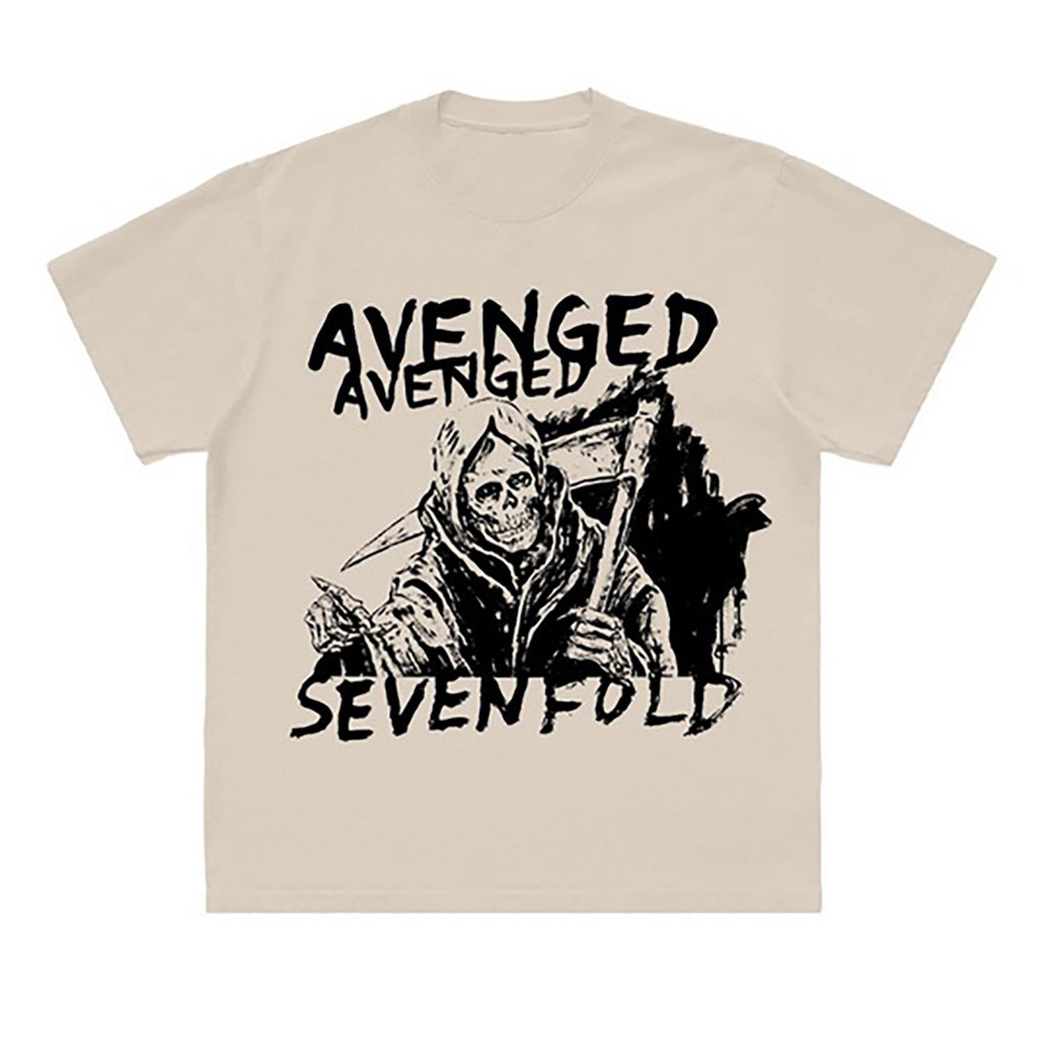 Men s Avenged Sevenfold Reaper From Life Is But A Dream... T-shirt X-Large Tan 4XL