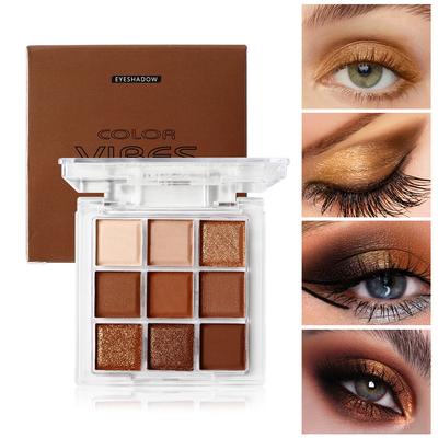 9 Colors Brown Eyeshadow Palette Shimmer Matte Sootiness Makeup Palette Smoky Eye Makeup