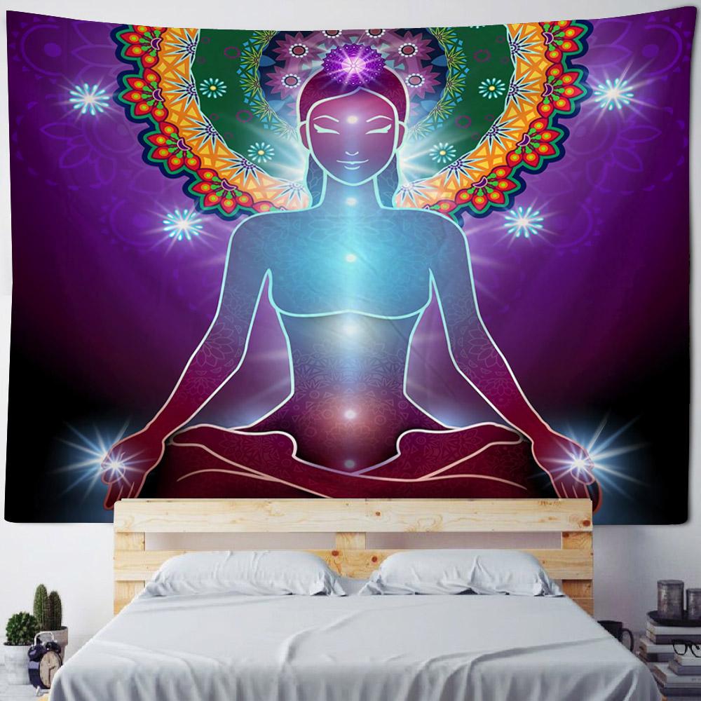 Meditation Chakra Pattern Tapestry Wall Hanging Mandala Tapestry Wall Cloth Bohemian Room Yoga Mat Home Decoration