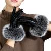 Women's Fox Fur Gloves, Sheepskin With Winter Fleece For Warmth Outdoor Driving Thin Women's Touch Screen Leather Gloves Women's