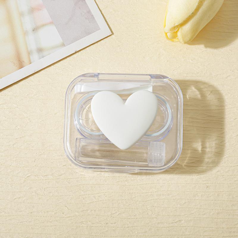 1 Stück Herz-Kontaktlinsenbehälter, durchsichtiger Farbbehälter für die Augenpflege, Kontaktlinsenbehälter für Frauen für unterwegs, Mini-Kontaktlinsenbehälter