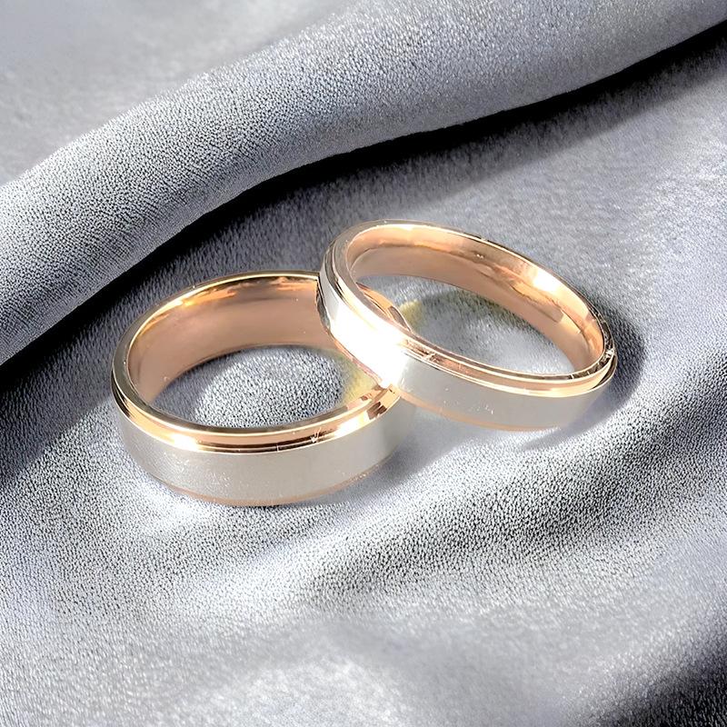 Titanium steel ring women's simple smooth surface does not fade rose gold couple ring hand jewelry