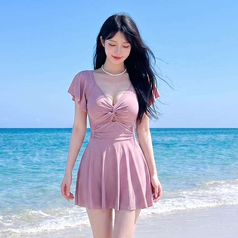 Add swimsuit women's new loose and slightly fat sister conservative one-piece skirt type to cover the meat and show thinness hot spring