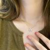 Luxury Female Crystal White Red Zircon Stone Flower Pendant Necklace Vintage Gold Color Wedding  For Women
