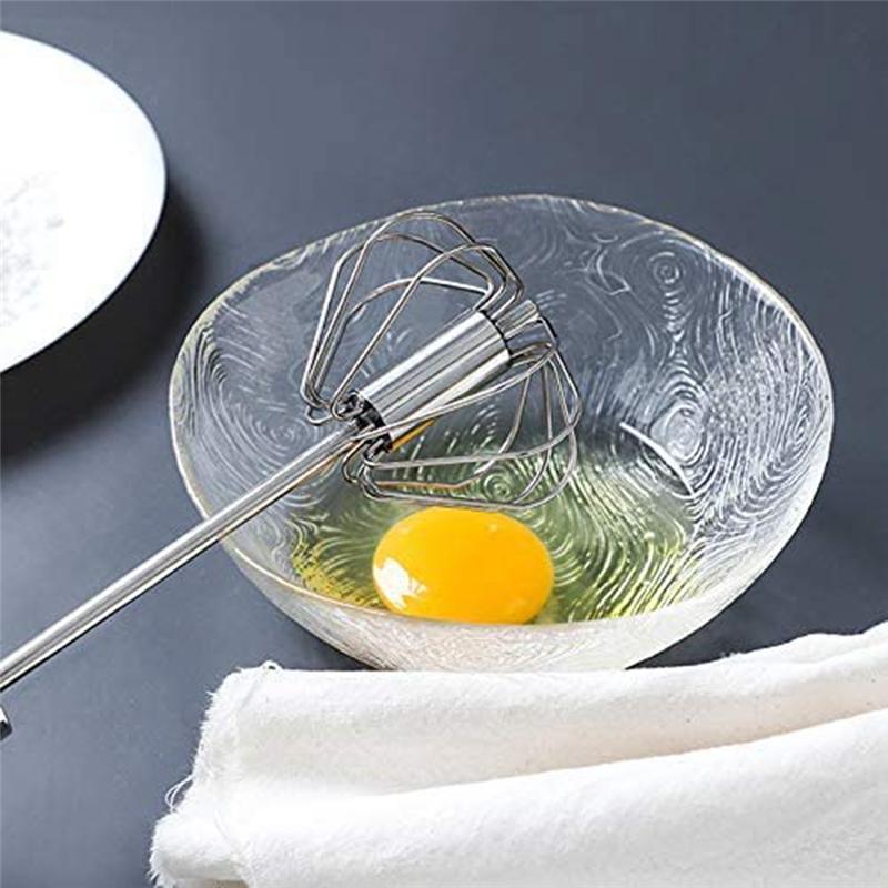 Good-3PCS Stainless Steel Semi-Automatic Egg Whisk Butter Whisk Kitchen Supplies (Blue)