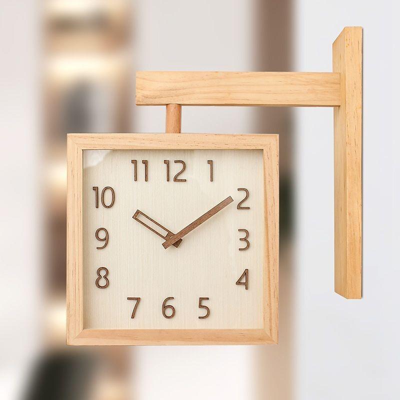 Massivholz Wandmontierte Zweiseitige Uhr Wohnzimmer Dekoration Einfache Haus Stille Wandmontierte Eckwanduhr ZE209