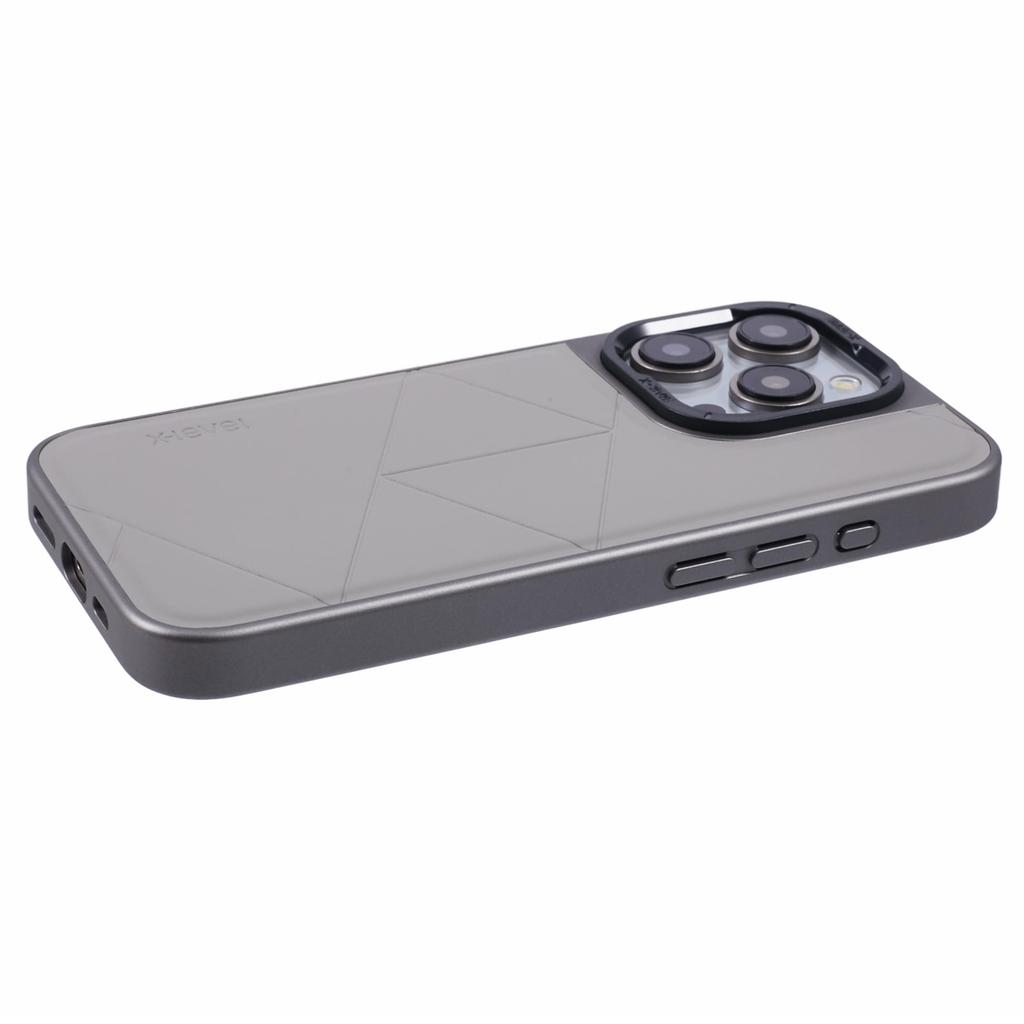 For iPhone 15 Pro Case Geometric Line Leather+PC+TPU Phone Cover