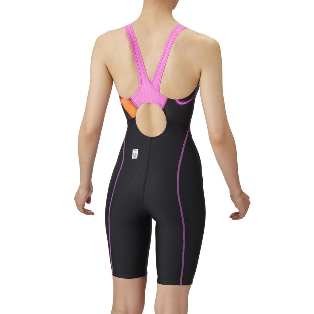 Swimsuit Racing Spats Back Half Black x Purple XO [Arena] One-Piece (Open Leg) Women's (BKPP)